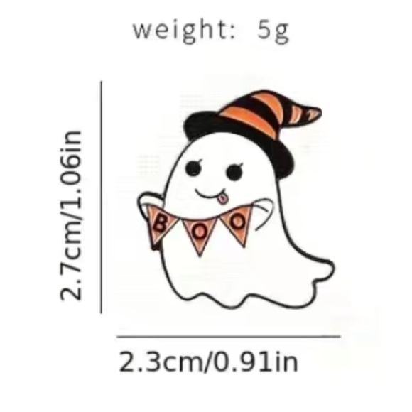 (3/$15) Halloween Cartoon Ghost Enamel Pin - Picture 2 of 3